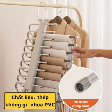 Móc treo quần áo inox 2in1 gấp gọn - Tiết kiệm diện tích, chất lượng cao, giá 48.959₫