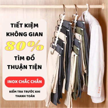 Móc treo quần áo inox 2in1 gấp gọn - Tiết kiệm diện tích, chất lượng cao, giá 48.959₫