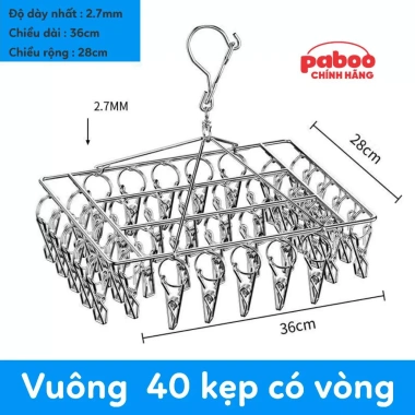 Móc treo quần áo INOX kẹp PABOO - Chùm phơi trẻ em gấp gọn 20-50 kẹp, tiện dụng 10 Móc treo quần áo INOX kẹp PABOO - Chùm phơi trẻ em gấp gọn 20-50 kẹp, tiện dụng 10