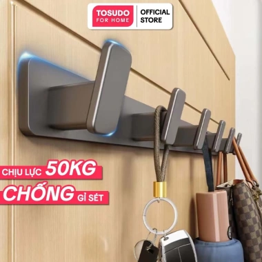 Móc treo quần áo TOSUDO nhôm cao cấp dán tường, chịu lực 60kg, tặng keo dán - 87.000 VND