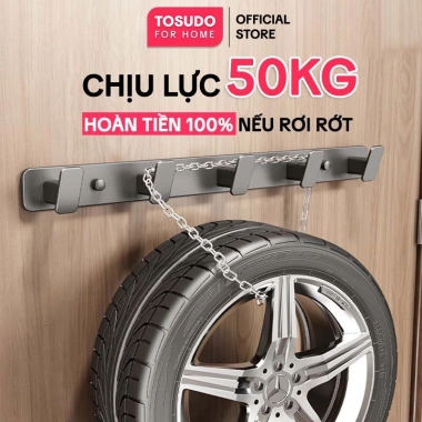 Móc treo quần áo TOSUDO nhôm cao cấp dán tường, chịu lực 60kg, tặng keo dán - 87.000 VND