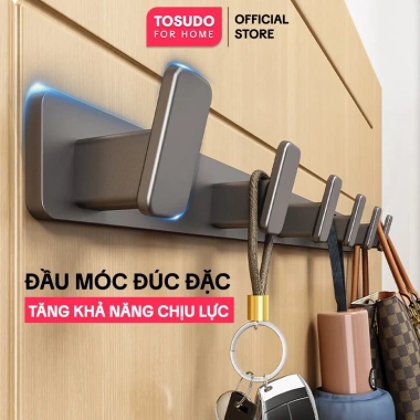 Móc treo quần áo TOSUDO nhôm cao cấp dán tường, chịu lực 60kg, tặng keo dán - 87.000 VND