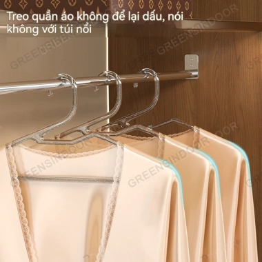 Móc treo quần áo trong suốt GREENSINDOOR Combo 50 xoay 360 độ đa năng kim tuyến 83.900 VND