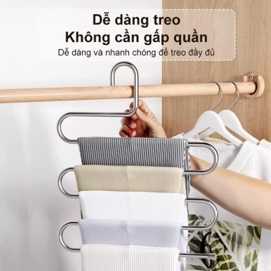 Móc treo quần inox đa năng hình chữ S - Chắc chắn, không gỉ, giá 73.999 VND