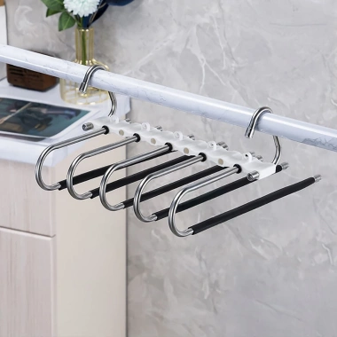 Móc treo quần inox HOMEK 5/9 trong 1 gấp gọn đa năng - Giá chỉ 69.000đ, xếp đồ tủ quần áo tiện lợi 8