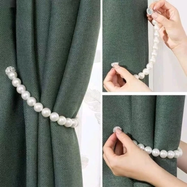 Móc treo rèm ngọc trai sang trọng - Nam châm khóa rèm hiện đại, trang trí nội thất, giảm còn 50.000₫