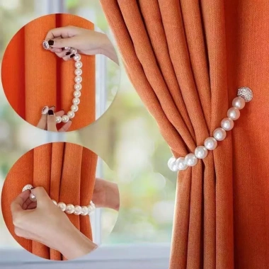 Móc treo rèm ngọc trai sang trọng - Nam châm khóa rèm hiện đại, trang trí nội thất, giảm còn 50.000₫