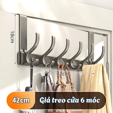 Móc Treo Sau Cửa Không Khoan Đục Thép Không Gỉ Tiết Kiệm Không Gian Đa Năng 129k 8