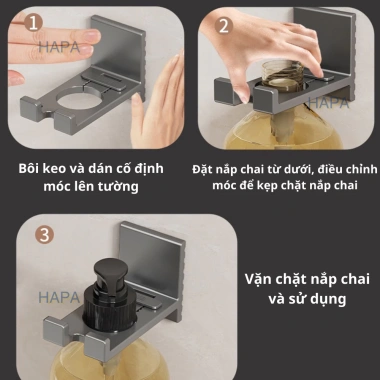 Móc treo sữa tắm, dầu gội, nước rửa tay nhôm không gỉ dán tường không khoan – HAPA cao cấp 44k 7 Móc treo sữa tắm, dầu gội, nước rửa tay nhôm không gỉ dán tường không khoan – HAPA cao cấp 44k 7