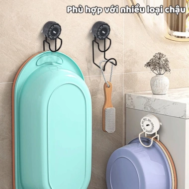Móc Treo Thau Chậu Nhà Tắm Hút Chân Không Không Khoan Đục Đa Năng, Giá Cốc Siêu Bền