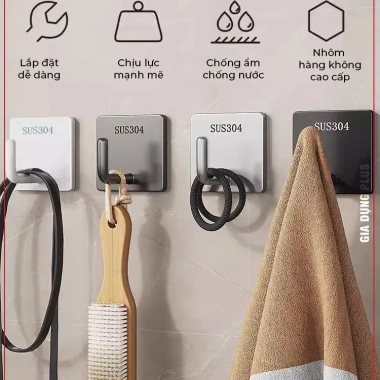 Móc treo tường inox 304 siêu dính, không khoan, đa năng - 7.150₫