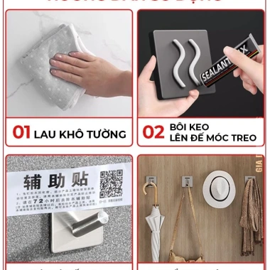 Móc treo tường inox 304 siêu dính, không khoan, đa năng - 7.150₫