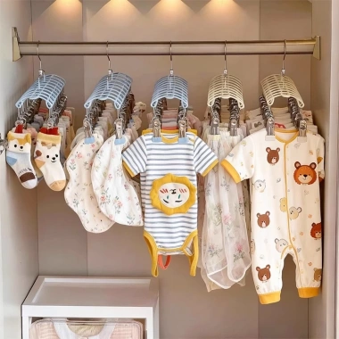 Móc vòm 20 kẹp đa năng treo đồ lót, tất, vớ, quần áo, thép không gỉ bọc PP, chống trượt, chống gió, giá 23.800đ 3