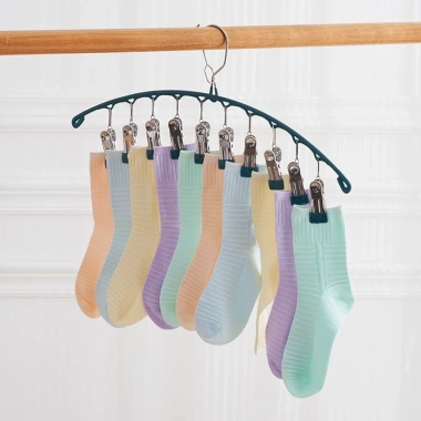 Móc vòm 20 kẹp đa năng treo đồ lót, tất, vớ, quần áo, thép không gỉ bọc PP, chống trượt, chống gió, giá 23.800đ 10