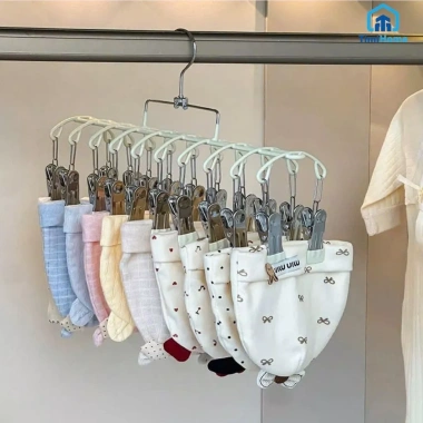 Móc Vòm 20 Kẹp Treo Quần Áo Chống Trượt Chống Gió Thép Bọc Nhựa - Giá 49.999 VND 5