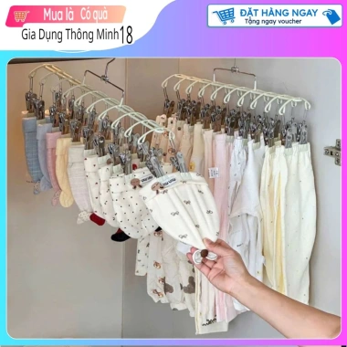Móc vòm treo đồ nhỏ 20 kẹp thép bọc nhựa chống dỉ, không mất diện tích, không làm tước sợi vải - Giá chỉ 61.000 VND