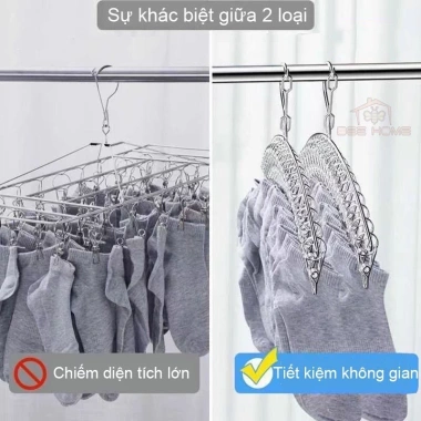 Móc Vuông Inox 4 ly – Treo Quần Áo Em Bé, Đồ Lót, Tất Vớ, Chống Trượt – 25k