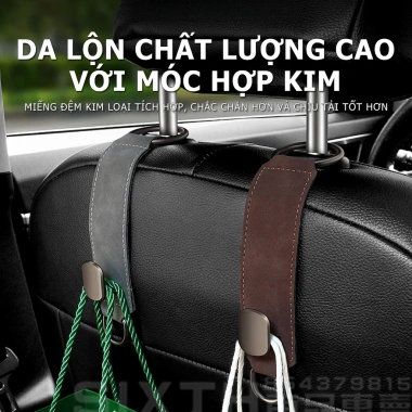 Móc Xe Ô Tô Đa Năng Kim Loại Siêu Chịu Lực 20kg - Móc Treo Đồ Ghế Mặt Sau Da Lộn