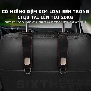 Móc Xe Ô Tô Đa Năng Kim Loại Siêu Chịu Lực 20kg - Móc Treo Đồ Ghế Mặt Sau Da Lộn