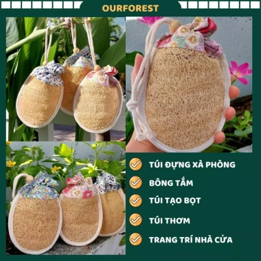 Mộc Xơ Túi Tạo Bọt Xà Phòng và Bông Tắm Xơ Mướp - Đánh Bay Bã Nhờn, Tẩy Tế Bào Chết, Giá 69.450₫