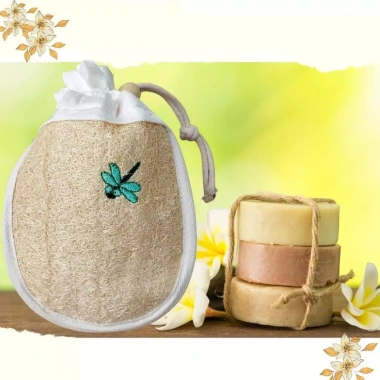 Mộc Xơ Túi Tạo Bọt Xà Phòng và Bông Tắm Xơ Mướp - Đánh Bay Bã Nhờn, Tẩy Tế Bào Chết, Giá 69.450₫