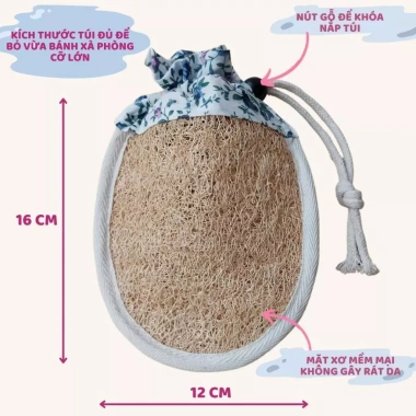 Mộc Xơ Túi Tạo Bọt Xà Phòng và Bông Tắm Xơ Mướp - Đánh Bay Bã Nhờn, Tẩy Tế Bào Chết, Giá 69.450₫
