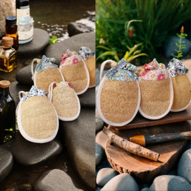 Mộc Xơ Túi Tạo Bọt Xà Phòng và Bông Tắm Xơ Mướp - Đánh Bay Bã Nhờn, Tẩy Tế Bào Chết, Giá 69.450₫