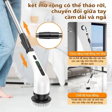 MODOFO Chổi Cọ Điện Không Dây 9 Đầu - Vệ Sinh Nhà Vệ Sinh, Bồn Cầu Đa Năng, Giá 100k