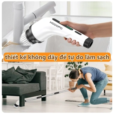 MODOFO Chổi Cọ Điện Không Dây 9 Đầu - Vệ Sinh Nhà Vệ Sinh, Bồn Cầu Đa Năng, Giá 100k