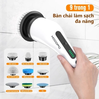 MODOFO Chổi Cọ Điện Không Dây 9 Đầu - Vệ Sinh Nhà Vệ Sinh, Bồn Cầu Đa Năng, Giá 100k