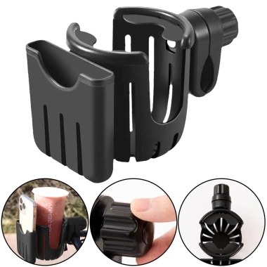 Mới Đen Xe Đẩy Cốc Giá Đỡ Điện Thoại 2 trong 1 – Đỡ Bình Sữa, Pram & Xe Đạp