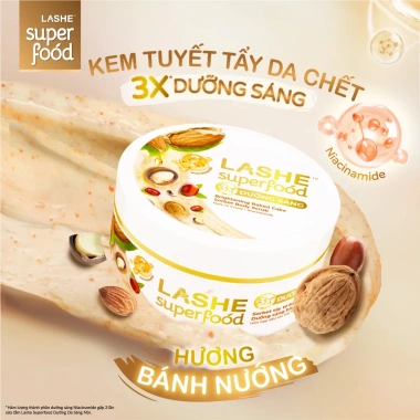 MỚI Kem Tuyết Tẩy Tế Bào Chết LASHE SUPERFOOD Dưỡng Sáng Da Hương Quả Mọng 220g – Tặng Sữa Tắm 300g + Lăn 40ml – Giá chỉ 160.000đ