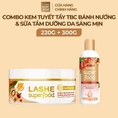 MỚI Kem Tuyết Tẩy Tế Bào Chết LASHE SUPERFOOD Dưỡng Sáng Da Hương Quả Mọng 220g – Tặng Sữa Tắm 300g + Lăn 40ml – Giá chỉ 160.000đ