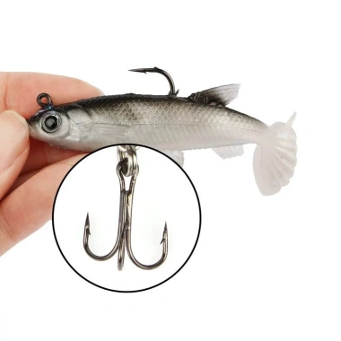 Mồi Nhựa Mềm T-Tail 8cm 13g Mắt 3D, Móc Ba, Đuôi Mái Chèo - Câu Hồi Bass 22.000 VND 3
