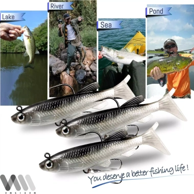 Mồi Nhựa Mềm T-Tail 8cm 13g Mắt 3D, Móc Ba, Đuôi Mái Chèo - Câu Hồi Bass 22.000 VND 7