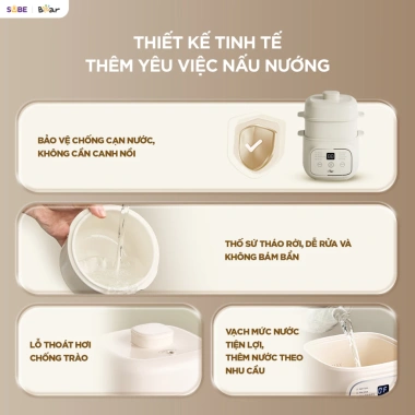MỚI Nồi Nấu Chậm Bear EST-085DH 0.8L Chưng Yến Nấu Cháo Hầm Thủy Hấp Cho Bé