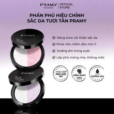 MỚI Phấn Phủ Hiệu Chỉnh Sắc Da Mỏng Mịn PRAMY XL Dual-Color Loose Powder 28g Giá chỉ 369.000 VND
