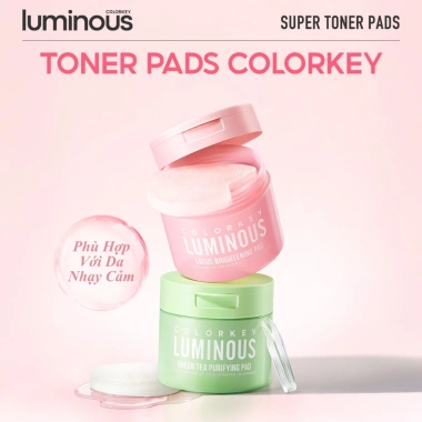 Mới ra mắt Toner Pad Colorkey Luminous - Dưỡng sáng, cấp ẩm, làm dịu da với tinh chất trà xanh và hoa sen - 308k 4