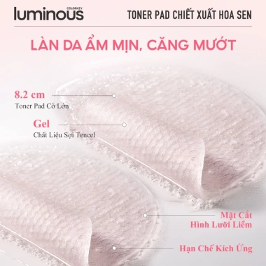 Mới ra mắt Toner Pad Colorkey Luminous - Dưỡng sáng, cấp ẩm, làm dịu da với tinh chất trà xanh và hoa sen - 308k 6
