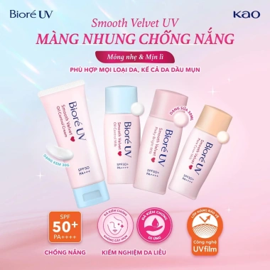 Mới Sữa Chống Nắng Biore UV Kiềm Dầu Màng Nhung SPF50+ PA++++ 30ml - Kiểm Soát Bóng Nhờn, Giá 108k