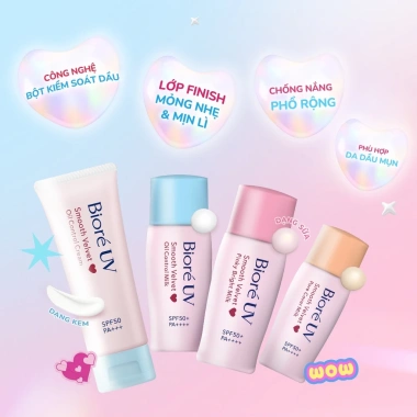Mới Sữa Chống Nắng Biore UV Kiềm Dầu Màng Nhung SPF50+ PA++++ 30ml - Kiểm Soát Bóng Nhờn, Giá 108k