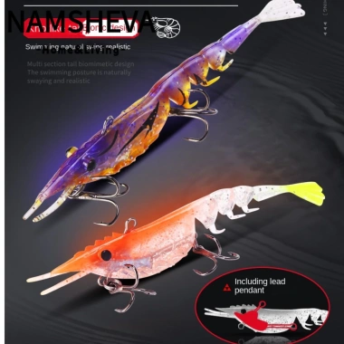 Mồi tôm NAMSHEVA móng vuốt phẳng - Móc đơn mềm Worm Silicone, câu cá biển hiệu quả, giảm giá 71.280₫