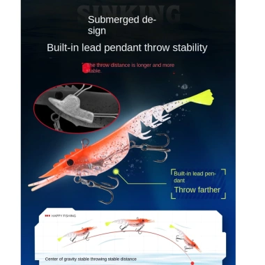 Mồi tôm NAMSHEVA móng vuốt phẳng - Móc đơn mềm Worm Silicone, câu cá biển hiệu quả, giảm giá 71.280₫