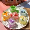 Món Tráng Miệng Dâu Ướt Sữa Lắc Bánh Nước Trà Sữa - Đồ chơi mềm TPR bé gái, quà tặng flower 6