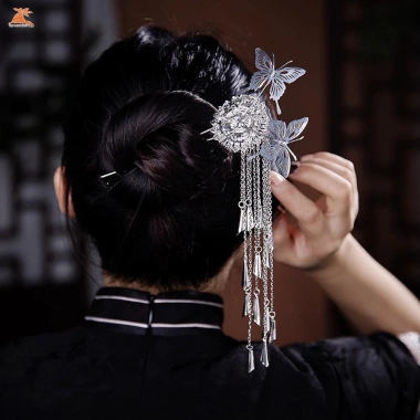 Mông hình chữ U Trung Quốc tóc dính kim loại bền - viền tóc đũa sườn xám cho áo quần Miao 2 Mông hình chữ U Trung Quốc tóc dính kim loại bền - viền tóc đũa sườn xám cho áo quần Miao 2