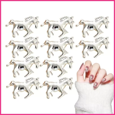 Móng Tay 3D 10 Miếng Hình Ngựa Kim Loại - Đẹp Quyến Rũ Cho Bé Gái, Thanh Niên, Salon - Giá 33.000đ