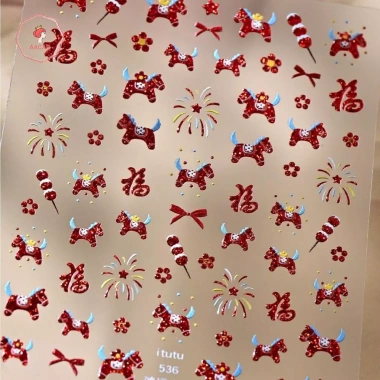 Móng Tay AACAR Năm Ngựa 2.024 Stiers Hoạt Hình Ngựa Đỏ - DIY Nail Art, Giá chỉ 55.330₫