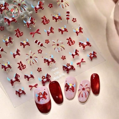 Móng Tay AACAR Năm Ngựa 2.024 Stiers Hoạt Hình Ngựa Đỏ - DIY Nail Art, Giá chỉ 55.330₫
