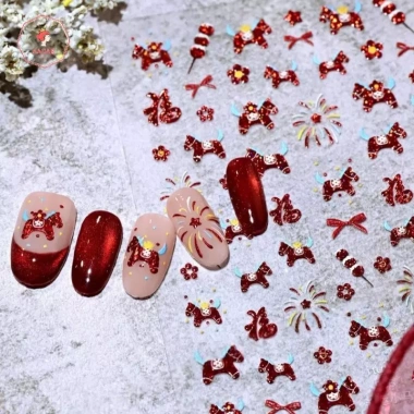Móng Tay AACAR Năm Ngựa 2.024 Stiers Hoạt Hình Ngựa Đỏ - DIY Nail Art, Giá chỉ 55.330₫