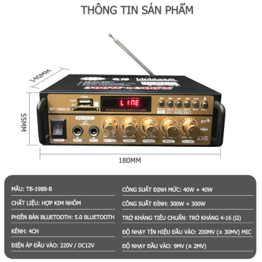 MONQIQI Amply Mini Karaoke BT198B-B KAW KAL-800 Bluetooth 5.0 189k Giảm Giá 6
